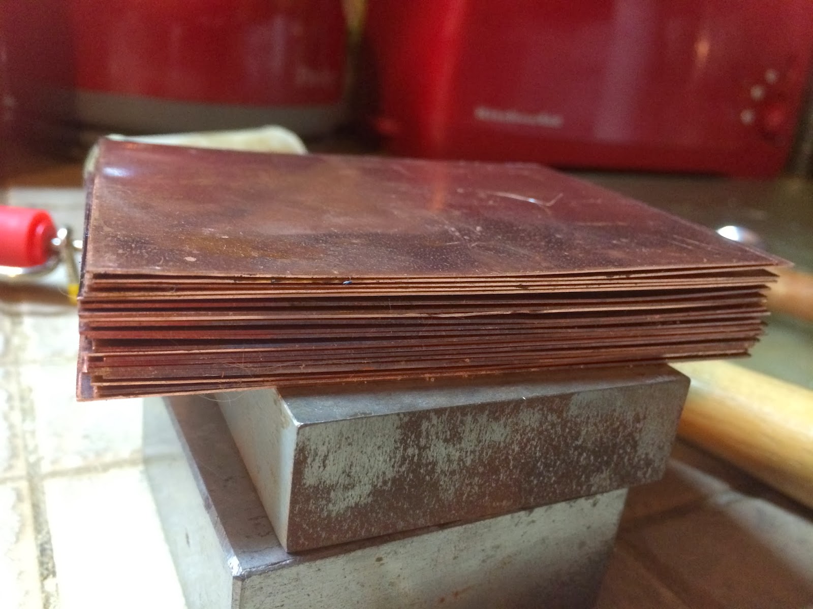 Flattening and cleaning copper sheet for etching